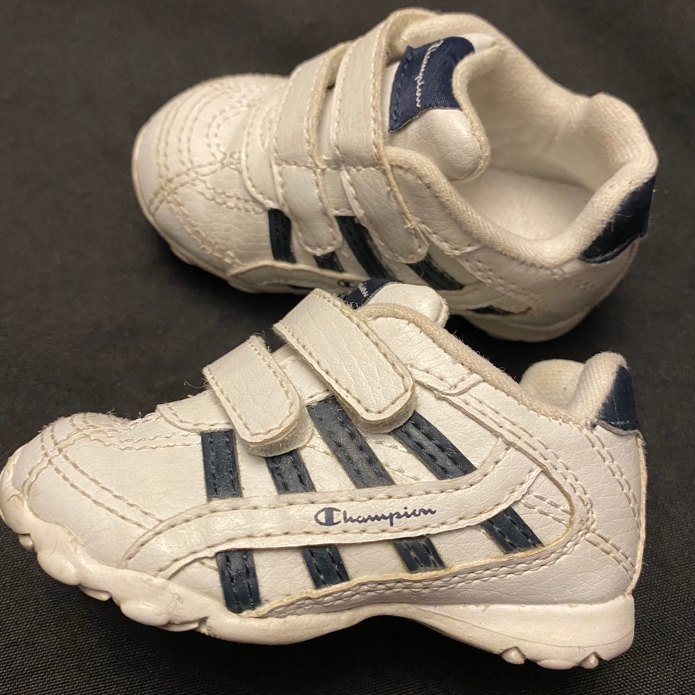 Champion Shoes-White/Blue-Toddler 3W